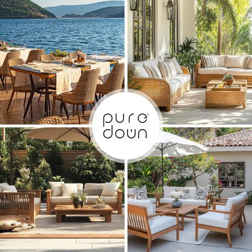puredown® Outdoor Seat Cushions 24 X 24 X 5.75 Inch, Waterproof & Fade Resistant Patio Furniture Replacement Cushions with Removable Cover for Chair, Sofa, Couch, Wicker, Beige