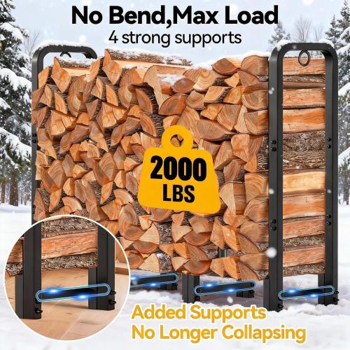 4ft Amagabeli  Firewood Log Rack with Cover Outdoor Heavy Duty Firewood Rack With Weather Resistant 600D Oxford Fabric Cover Indoor Outdoor Wood Racks for Fire Wood Holder