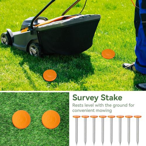 8 Pcs Property Markers, Heavy Duty Survey Stakes 6.6 Inch Low Profile Property Line Markers for Gardens, Courtyards, Lawns, Landscape Edges, Earthworks, Pavings