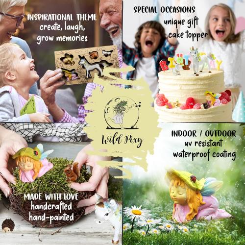 WILD PIXY Baby Miniature Fairy Garden Set – Springtime Fairy Accessories Kit with Gorgeous Fairies and Animals, Indoor/Outdoor Figurines in Designer Gift Box, Perfect for Garden Decor