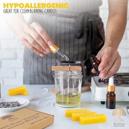 Eco Lux 8 Yellow Beeswax Blocks 100% Pure Natural Organic Bees Wax 6.5oz