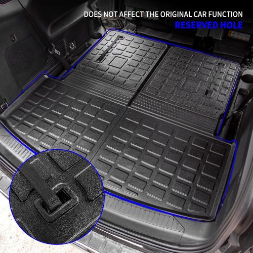 Rongtaod Cargo Mat Compatible with 2020-2025 2026 Ford Explorer 6&7 Passenger Cargo Liner Trunk Mat Back Seat Cover Protector Upgrade 2024 Explorer Accessories (Trunk Mat with Backrest Mat)
