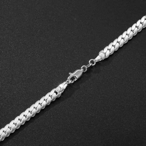 S925 Sterling Silver Chain Necklace for Men, Sterling Silver Cuban Link Curb Chain Necklace for Women Men Jewelry Holiday Gift 18 20 22 24 Inch