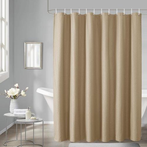 Shower Curtain, Embossed Textured Fabric Shower Curtain for Bathroom - Soft Cloth & Hotel Spa Luxury, Water Repellent, Machine Washable Shower Curtain