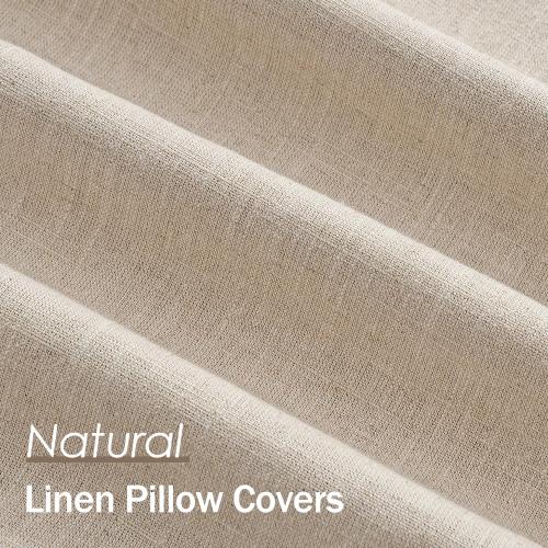 ANRODUO Decorative Linen Euro Pillow Covers 22x22 Natural Beige Pack of 2