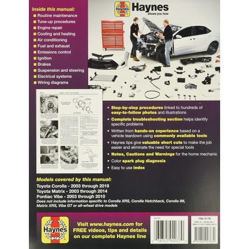 HAYNES Toyota Corolla 2003-2011 Repair Manual Repair Manual