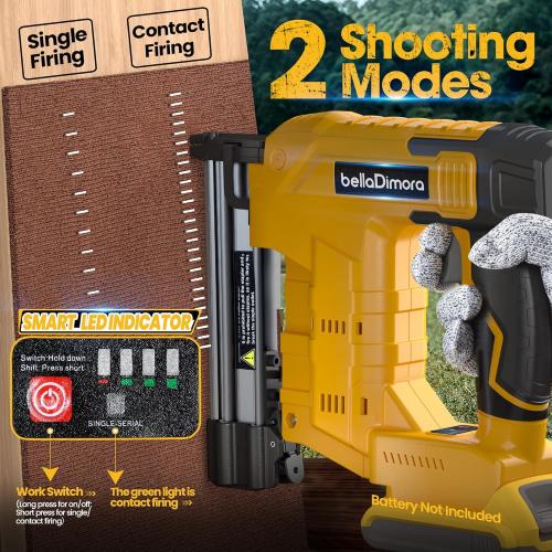 18GA Cordless Brad Nailer & Staple Gun - Compatible with Dewalt 20V Battery - 2-in-1 Brushless Nail Gun with 1000 Nails & Staples - Professional Home Improvement Tool(No Battery)