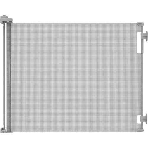 Hakuna Pets Indoor/Outdoor Paw Proof Retractable Dog Gate, 36.6 Tall Extends to 71 Wide, Gray