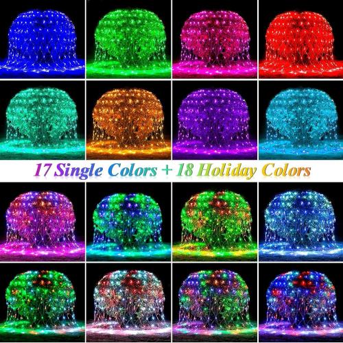 OYCBUZO 204 LED Net Lights, 9.8ft x 6.6ft 35 Colors Changing Christmas Mesh String Lights, Connectable Fairy Light Waterproof Outdoor Easter Decorations for Tree Bushes Holiday Party Garden