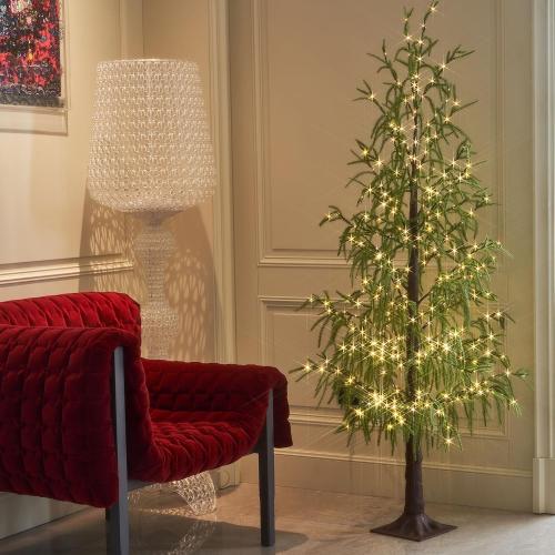 Hairui Lighted Christmas Norfolk Pine Tree 416 LED Fairy Lights 6FT Plug in, Faux Pine Tree Lights for Indoor Outdoor Home Holiday Decoration
