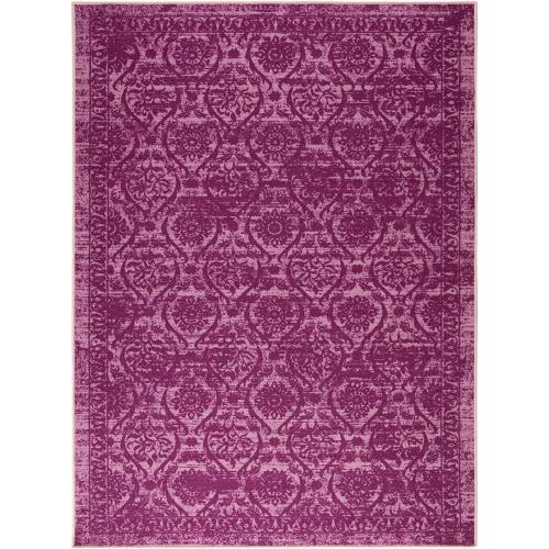 Antep Rugs Alfombras Non-Skid (Non-Slip) 6x9 Rubber Backing Floral Geometric Low Profile Pile Indoor Area Rugs (Purple, 6'7 x 9')