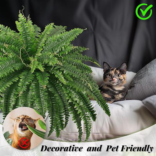 FOREST PRINCE 45 Fake Ferns, Realistic Large Artificial Bush Plants, 2 Artificial Boston Ferns with 59 Fronds for Outdoors Planter Indoor Home Garden Porch Decor