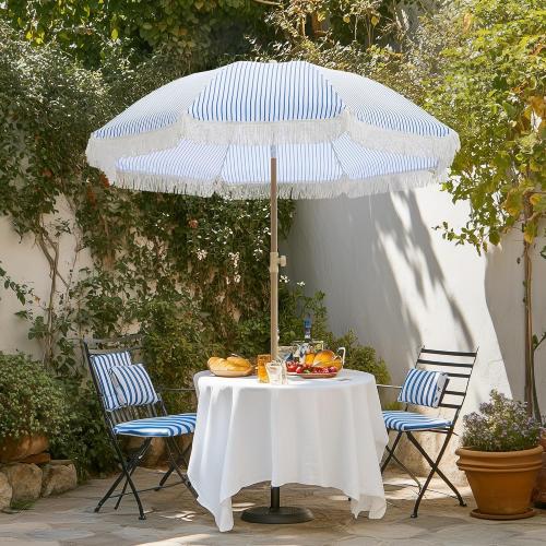 Patio Umbrella with UPF 50  Protection, 8 Ribs, Push Button Tilt - Versatile Outdoor Shade for Garden, Courtyard, and Beach