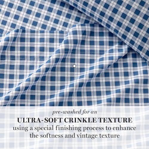 Martha Stewart Ultra Soft Brushed and Washed Microfiber 4 Piece Sheet Set, Easy Care, Comfy Bed Sheets with Deep Pocket, 1 Flat Sheet, 1 Fitted Sheet, 2 King Pillowcases, King Size, Navy Blue