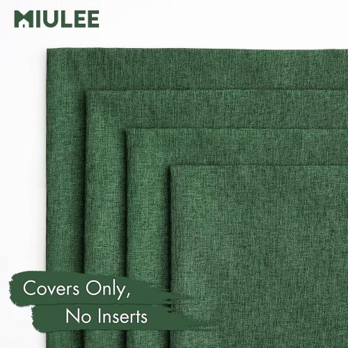 MIULEE Pack of 4 Decorative Christmas Solid Waterproof Throw Pillow Covers Linen Garden Farmhouse Cushion Cases for Outdoor Patio Tent Balcony Couch Sofa 16x16 inch Dark Green