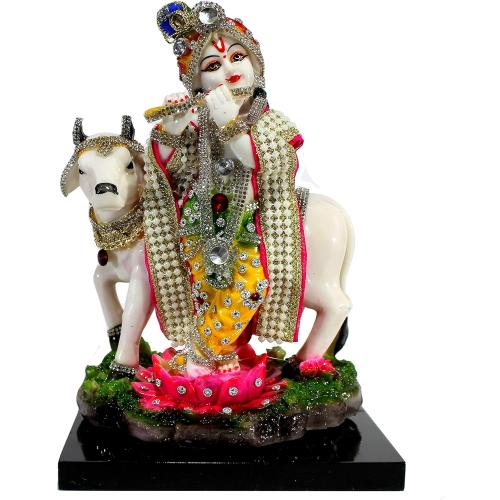Size 10 eSplanade Resin Lord Krishna with Cow Murti Idol Statue Sculpture (10)