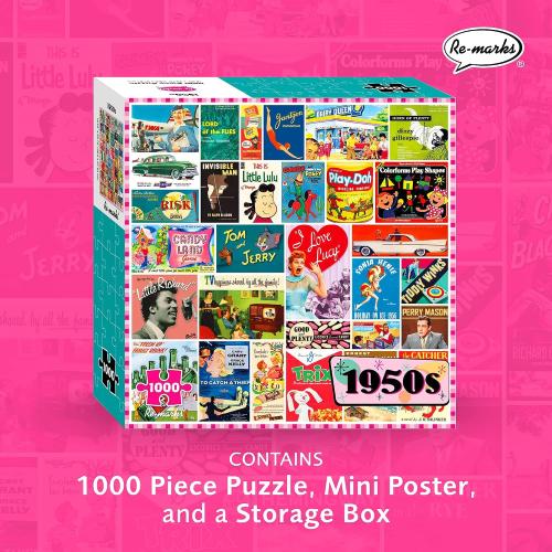 Re-Marks 1950s Pop Culture Puzzle, 1000-Piece Puzzle for All Ages, Family Jigsaw Puzzle