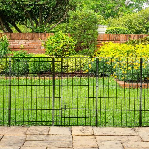 INJOPEXI Decorative Garden Fence 12 Panels 26ft (L)×36in (H) Garden Fences Outdoor with 11 Panels   1 Gate, Animal Barrier Rabbit Fencing Rustproof Metal Wire Temporary Dog Fence for Yard Lawn Park