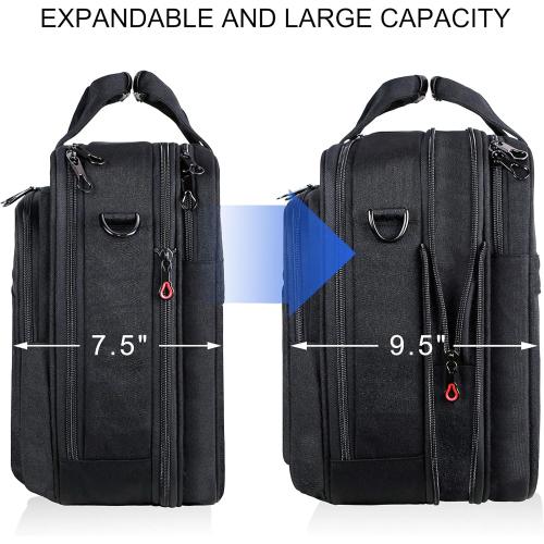 KROSER Laptop Bag Premium Laptop Briefcase Fits Up to 17.3 Inch Laptop Expandable Water-Repellent Shoulder Messenger Bag Computer Bag for Travel/Business/Men/Women-Black‼️shoulder strap is inside of the bag ‼️