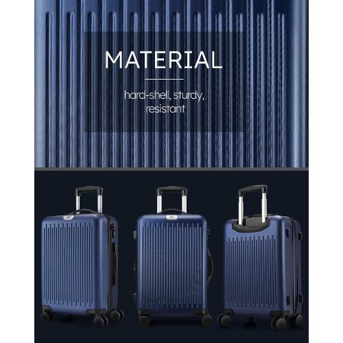 Size Large Color Blue 3 Piece Luggage Sets Expandable, Hardshell Travel Suitcase with Double Spinner Wheels and TSA Lock