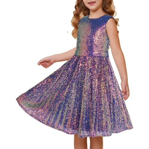 8Y GRACE KARIN Girls Sequin Dress Sleeveless Prom Party Formal Graduations Fancy Tween Girls Dresses Size 8Y