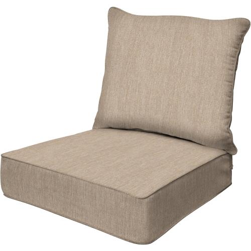 Honeycomb Outdoor Heritage Deep Seat, 24 x 23, Textured Solid Birch Tan Chair Cushion with Removable Cover, for Patio Furniture