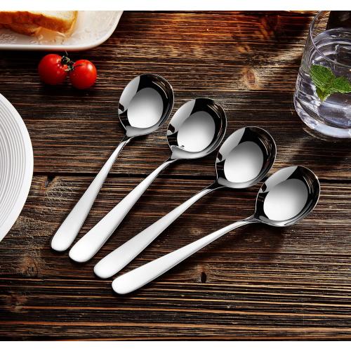 KEAWELL Premium 7 Louise Soup Spoons, 18/10 Stainless Steel, Dishwasher Safe (4)