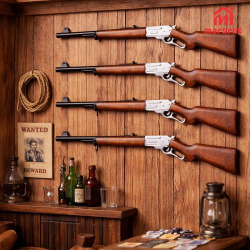 4pcs Miniature Rifle, 1/12 Scale Gun Dollhouse Models, Tiny Fake Sniper Accessory, Mini Hunting Shotgun Figurine Miniatures Parts Items for Small Retro Garden, Western Farm Decoration, Crafts, Long
