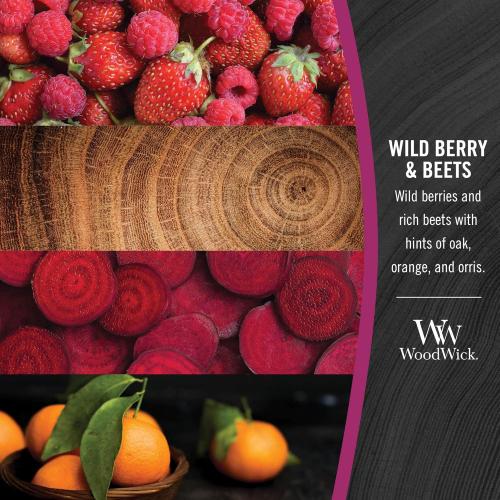 WoodWick Medium Hourglass Candle, Wild Berry/Beets - Premium Soy Blend Wax, Pluswick Innovation Wood Wick, Made in USA