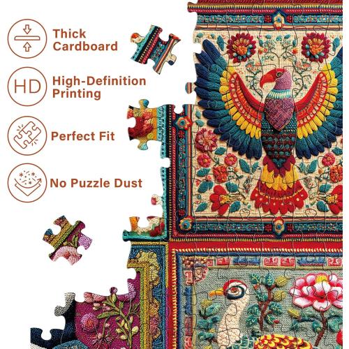 BenBen Puzzles for Adults 1000 Pieces, Bird Crochet, Jigsaw Puzzles with Letters or Patterns on Back, Challenging Puzzles for Family Game Night Home Décor