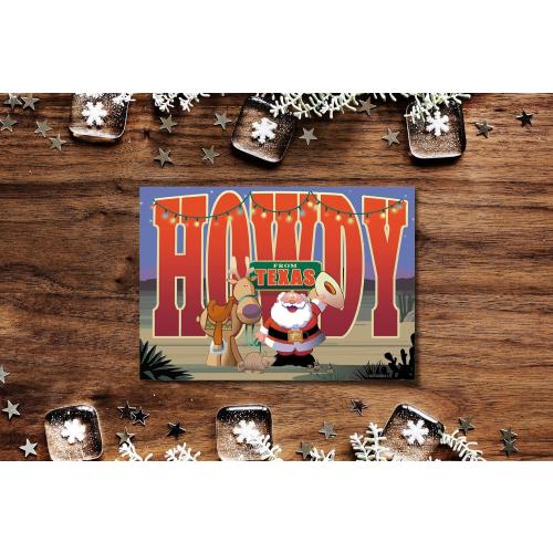 Stonehouse Collection | Texas Howdy! Christmas Cards | Western 18 Cards and Envelopes (Howdy Santa)