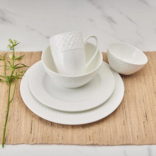 Mikasa Trellis Bone China Lightweight Chip Resistant 40 Piece Dinnerware Set, Service for 8