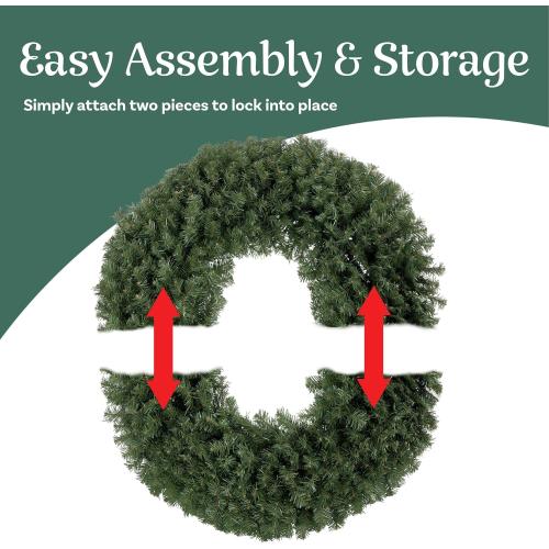 48in. Large Christmas Wreath - Artificial Spruce Wreath with 200 LED Lights and 702 Realistic Branch Tips - Indoor/Outdoor Christmas Decorations for House, Front Porch, Mantel, or Wall by Elf Stor