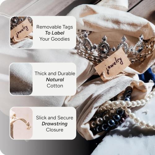 X-Small Reusable Cotton Bags - X-Small Cloth Gift Bags with Drawstrings for Jewelry, Home Supplies, Makeup,DIY, Wedding, Party Favors - Muslin Fabric Pouches