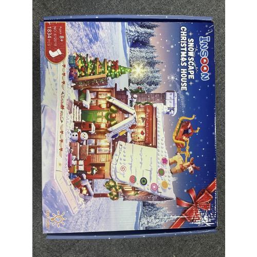 2024 Christmas Gingerbread House Mini Building Set with LED Light, 1834 PCS Winter Village Building Block Toy with Christmas Tree, Holiday Cabin Building Kit Xmas Gift for Adults Teens Kids 8