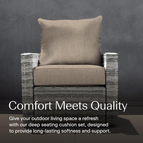 Honeycomb Outdoor Heritage Deep Seat, 24 x 23, Textured Solid Birch Tan Chair Cushion with Removable Cover, for Patio Furniture