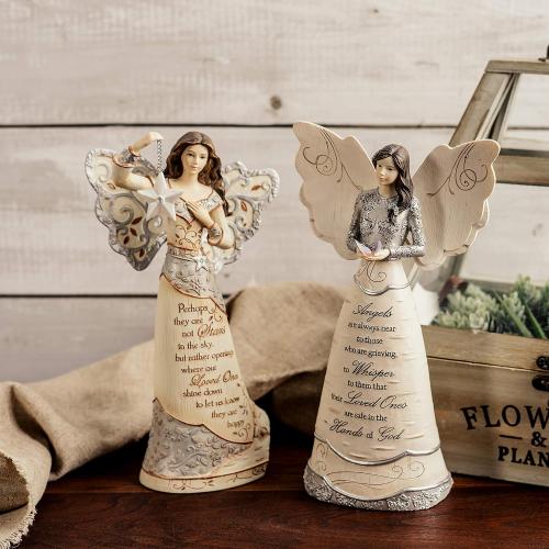 Pavilion Gift Company Elements 9-Inch Sympathy Angel Holding Star, Stars in The Sky - Gray