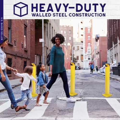 BISupply Safety Bollard Post Parking Barrier 1 Pack - 36in Yellow Pipe Bolt Down Bollard for Garage Lot