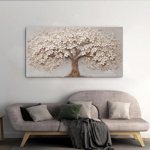 Canvas Wall Art Decor Prints Modern Botanical Wall Art Pictures for Living Room Canvas Art Wall Decor Tree of Life Wall Art Decor White Flower Wall Art Prints Artwork for Walls Bedroom Office Decor 20 X 40