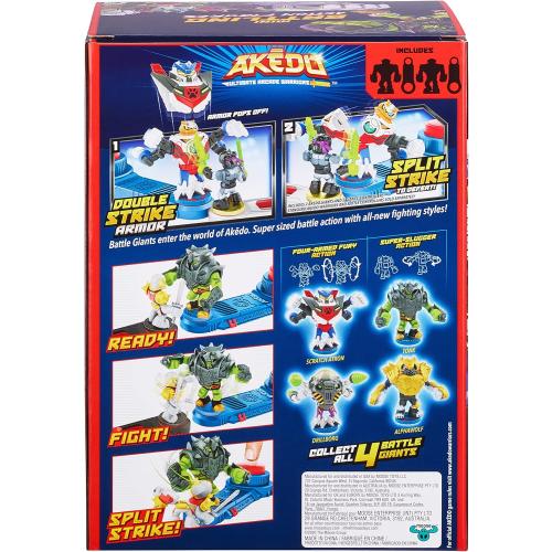 Akedo - Ultimate Arcade Warriors Battle Giants Versus Pack - Scratch-Atron VS Tonk - Mini Battling Action Figures Ready, Fight, Split Strike