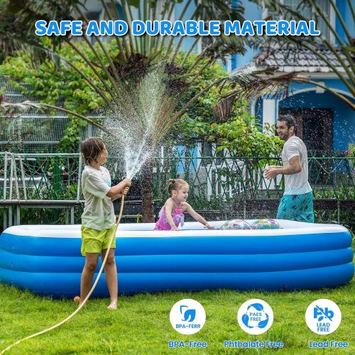 Large Inflatable Pool for Adults - 150 X 74 X 22 Oversized Blow Up Swimming Pool with Pump, Thickened Family Pools for Backyard Outdoor