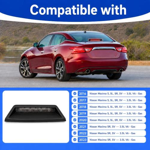3rd Brake Light Full LED Rear Center Waterproof High Mount Stop Light Lamp Compatible with 2016 2017 2018 2019 2020 2021 2022 2023 Nissan Maxima