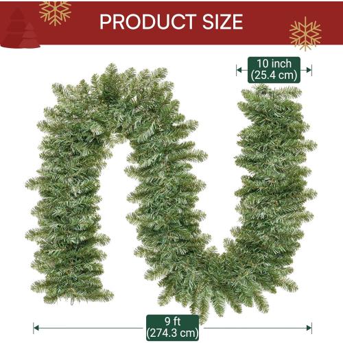 Joiedomi 9Ft Christmas Garland Prelit with 50 Count Light, Plug in Lighted for Home & Office Xmas Decorations Indoor and Outdoor Decor Holiday Decorations Xmas Garland Christmas Window Decor