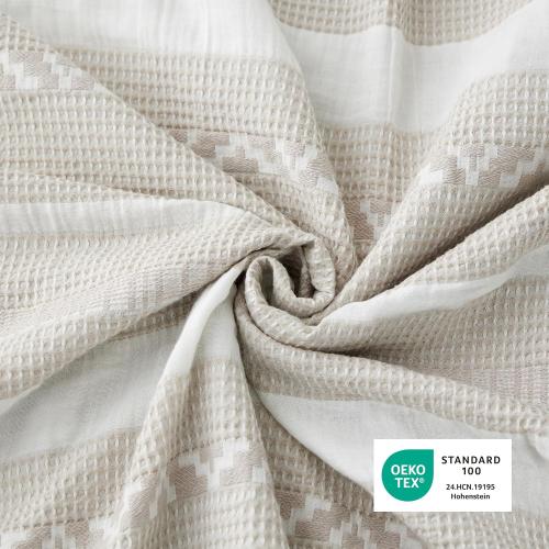 Bedsure Waffle Weave Duvet Cover King - 100% Cotton Boho Duvet Cover with 2 Pillowcases - Linen Color Textured Comforter Cover with Zipper Closure (King, 104x90)