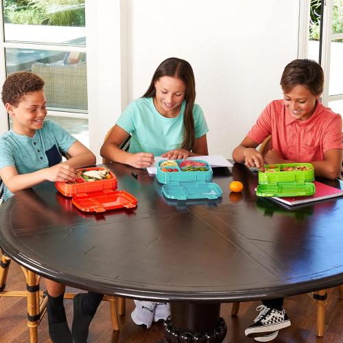 Bentgo Fresh Leak-Proof Bento Lunch Box, 4 Compartments, BPA-Free | Removable Divider, Portion Control, Durable Outer Shell, Microwave & Dishwasher-Safe Tray, BPA-Free (Aqua)