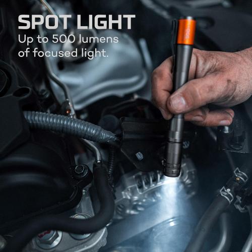 NEBO Inspector 500  Flex Pen Light | 500 Lumens, 8 Light Modes, Rechargeable LED Flashlight & 360 Degree Area Lighting, Magnetic Base, IPX7 Waterproof, Pocket Size for EDC, Includes USB Charging Cable