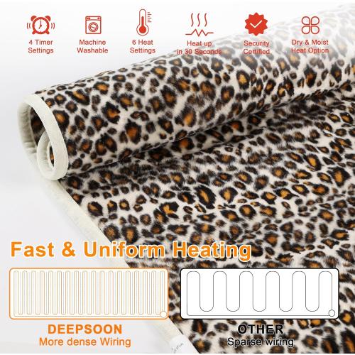 Heating Pad-Electric Heating Pads for Back,Neck,Abdomen,Moist Heated Pad for Shoulder,Knee,Hot Pad for Arms and Legs,Dry&Moist Heat & Auto Shut Off(Leopard Print, 12''×24'')