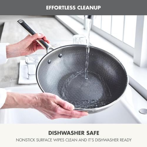 GreenPan Hybrid 11” Nonstick Stainless Steel Wok Pan, APEX Tri-Ply Thermobond PFAS-Free Ceramic NO LID MISSING LID