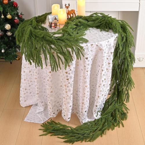 MARTINE MALL Christmas Garland, 6FT Real Touch Norfolk Pine Garland, Cedar Garland Christmas Garlands for Mantle Christmas Pine Garlands for Front Door Fireplace Table
