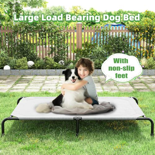 Simple Trending Raised Dog Bed for Extra Large Dogs, Waterproof XL Dog Cot, Outdoor Elevated Pet Bed, 60.25 x 37.25, Grey